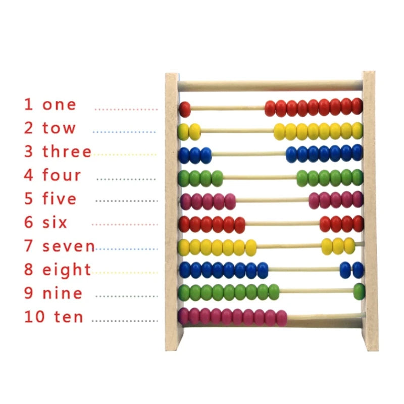 木製算盤, 10排彩色珠子計數, 兒童數學學習教育玩具