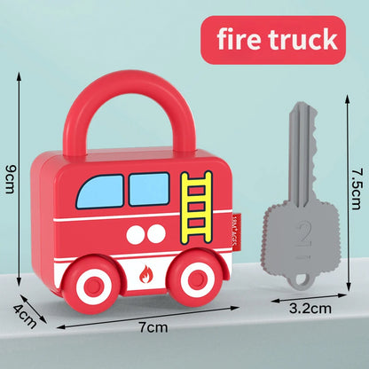 數字匹配鎖玩具車遊戲 蒙特梭利教育玩具 兒童學習鎖帶鑰匙 火車遊戲 幼兒早教輔助工具